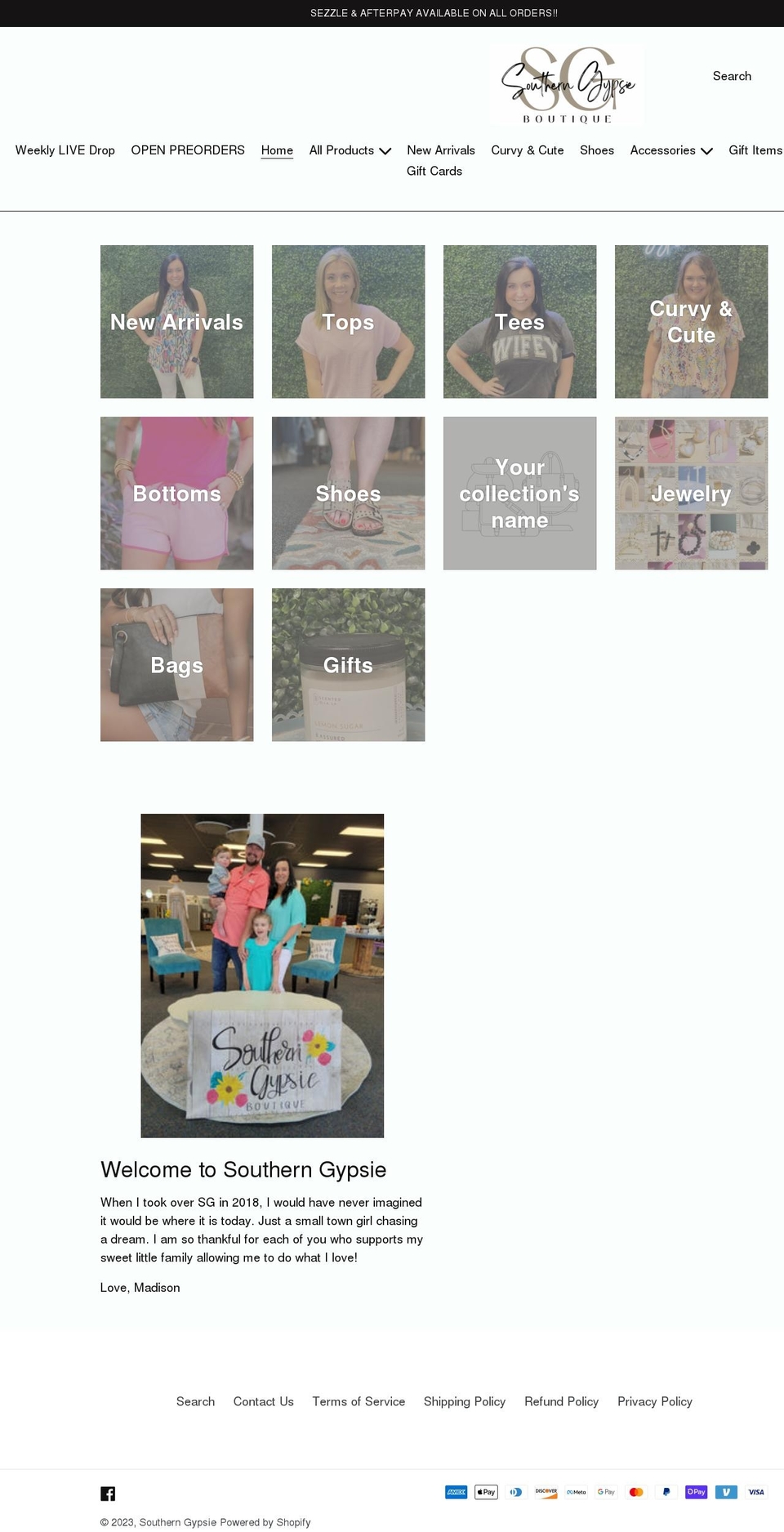 southerngypsie.com shopify website screenshot