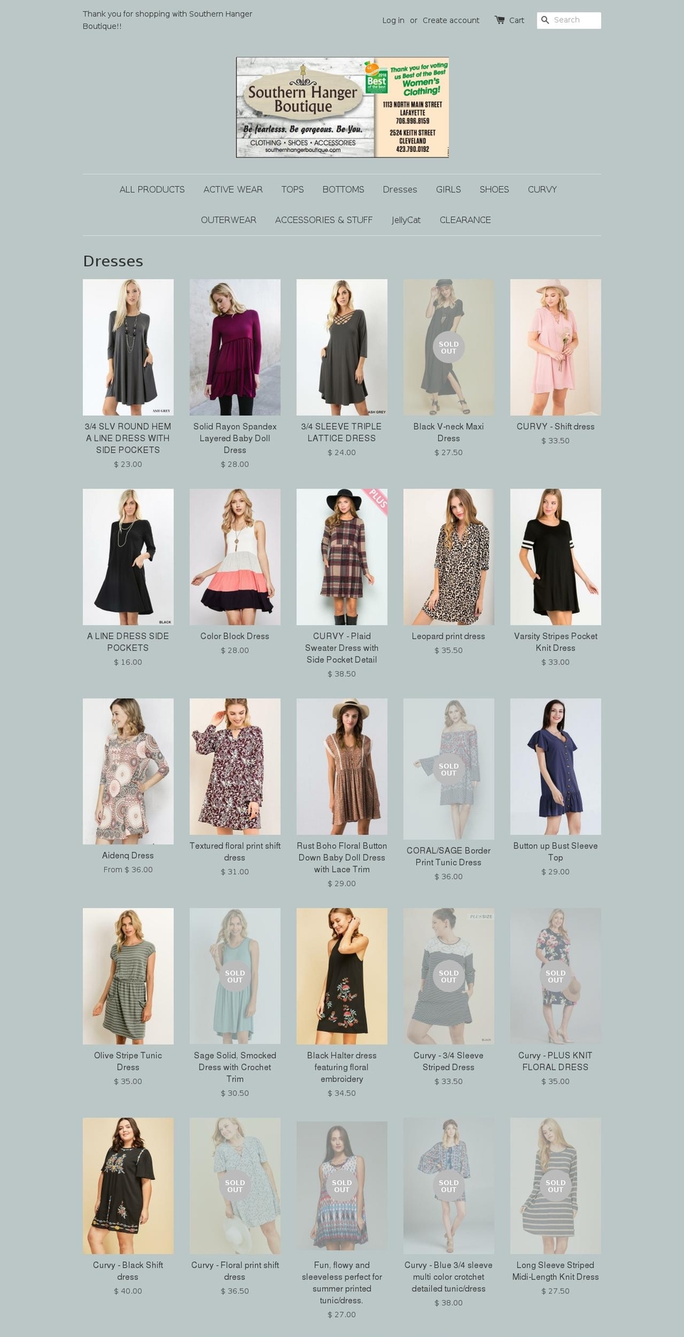 southernhangerboutique.com — Shopify storefront screenshot