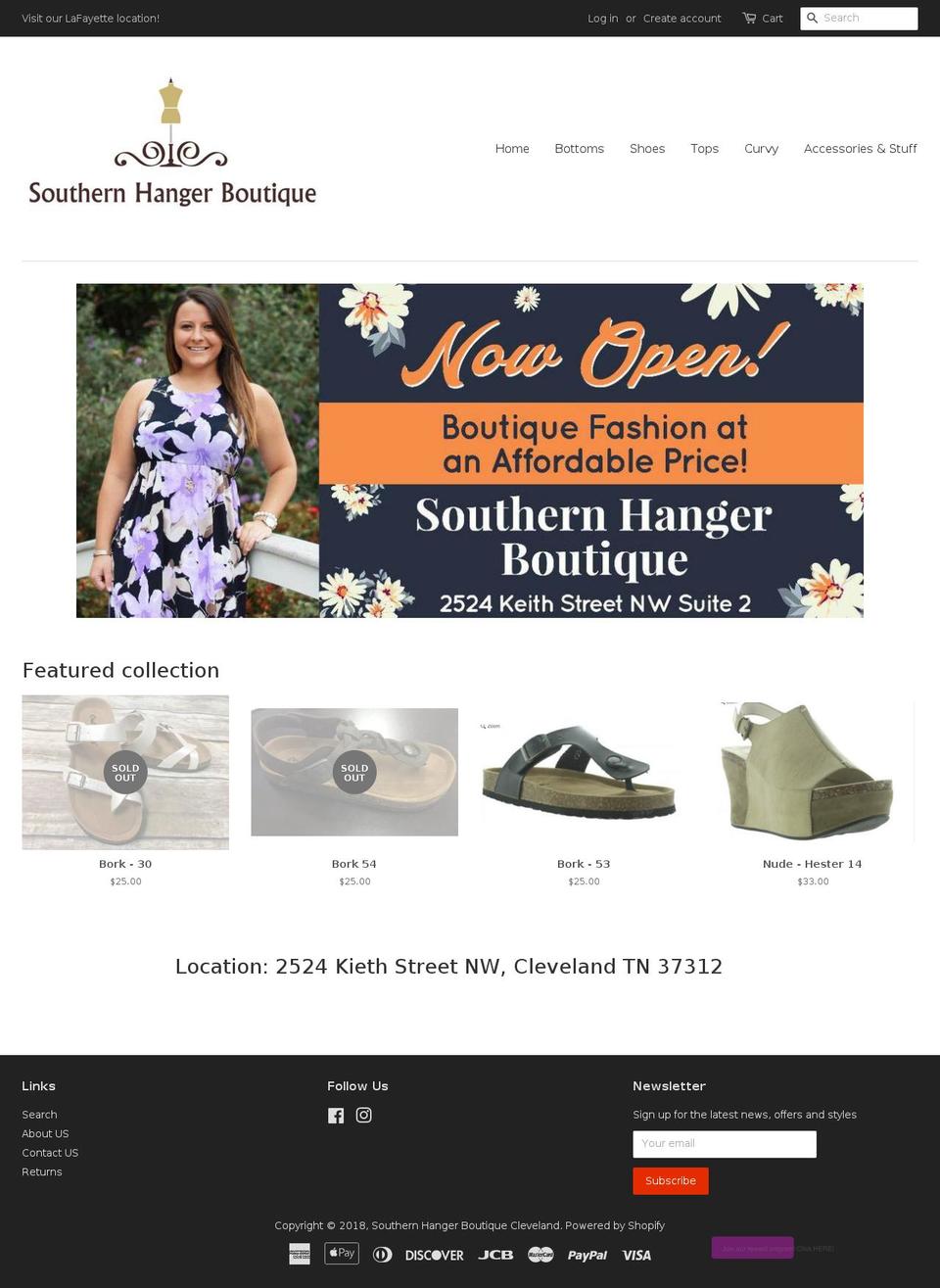 southernhangercleveland.com — Shopify storefront screenshot