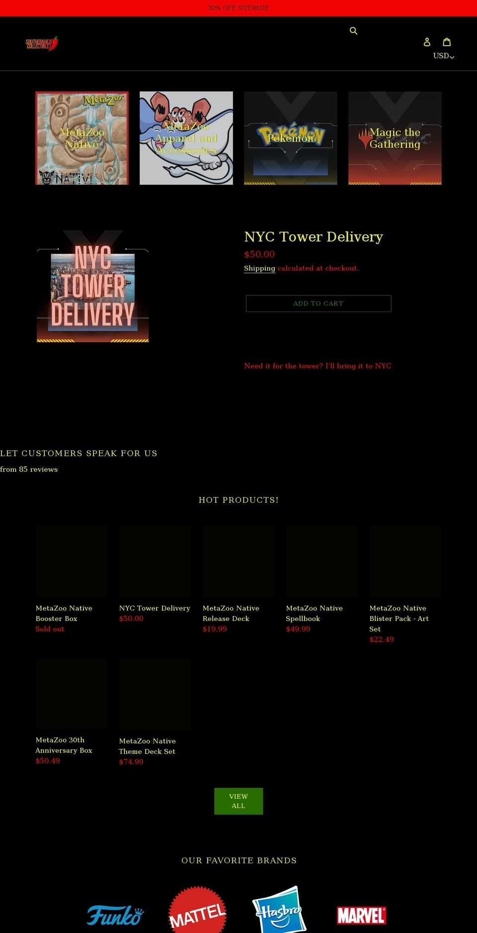 southernheatcollectibles.com shopify website screenshot