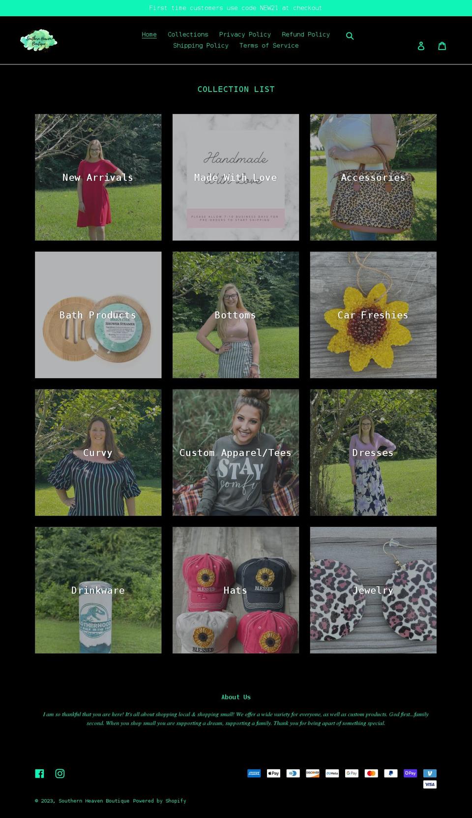 southernheavenboutique.com shopify website screenshot