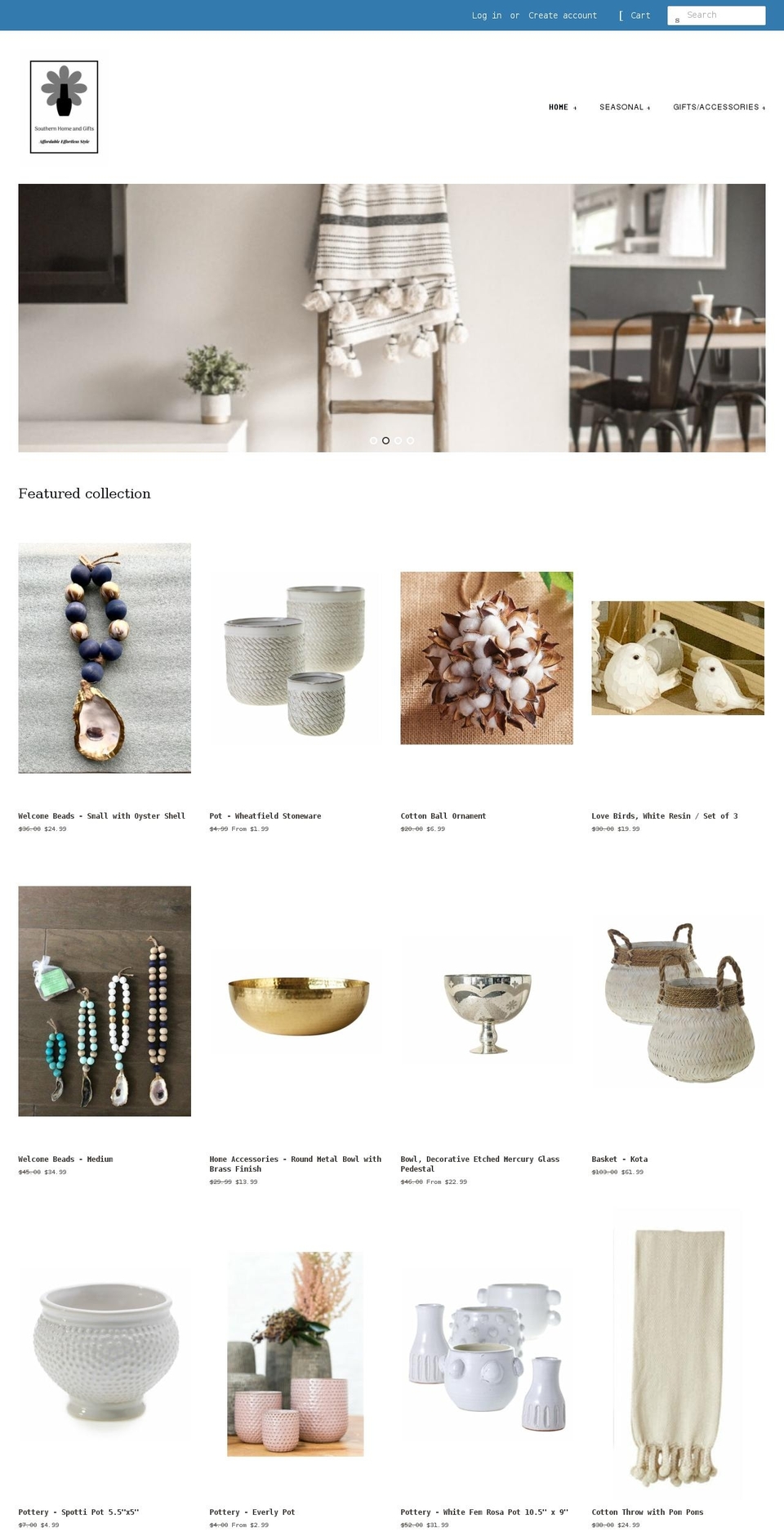 southernhomeandgifts.com — Shopify storefront screenshot
