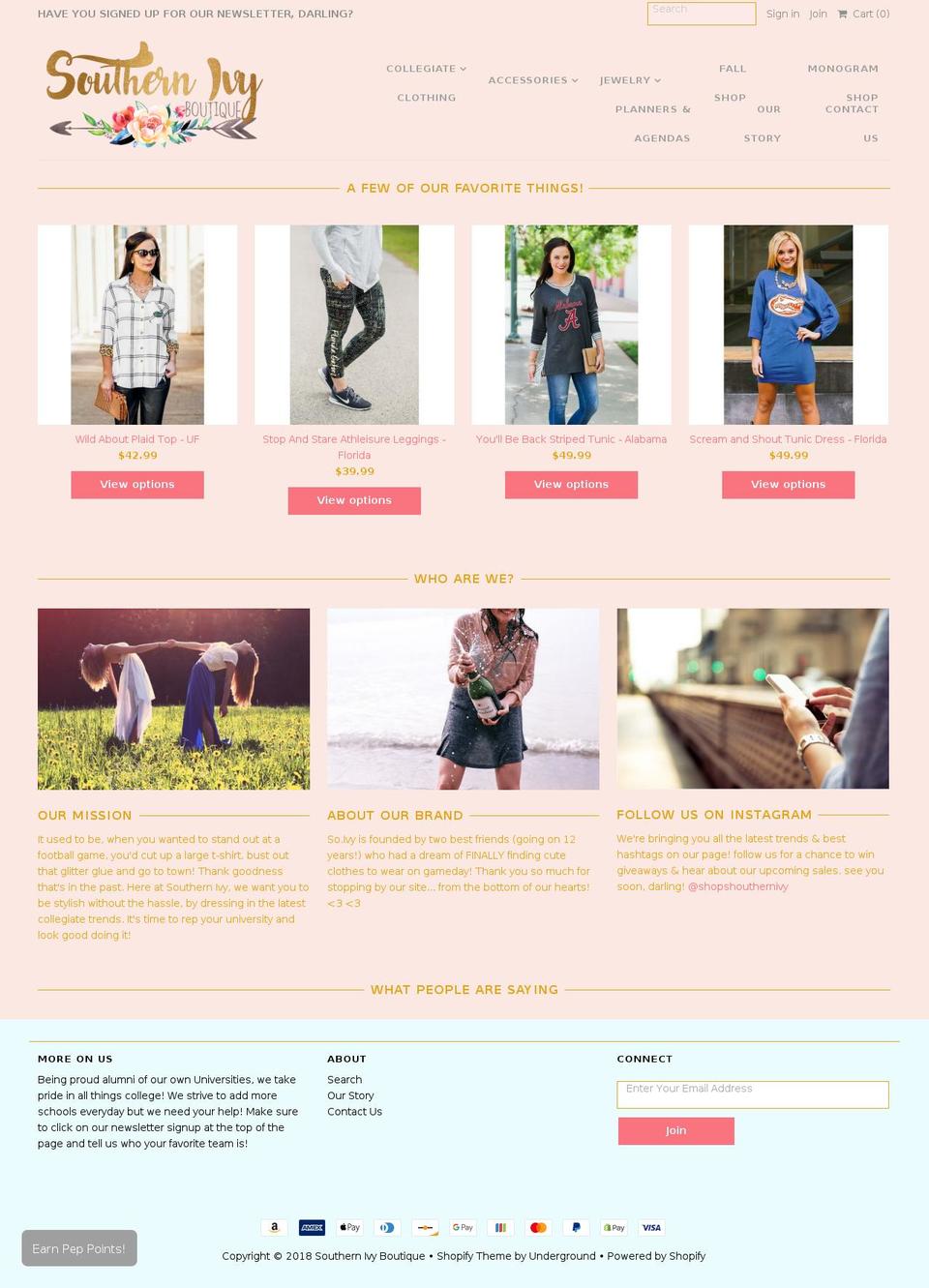 southernivyboutique.com — Shopify storefront screenshot