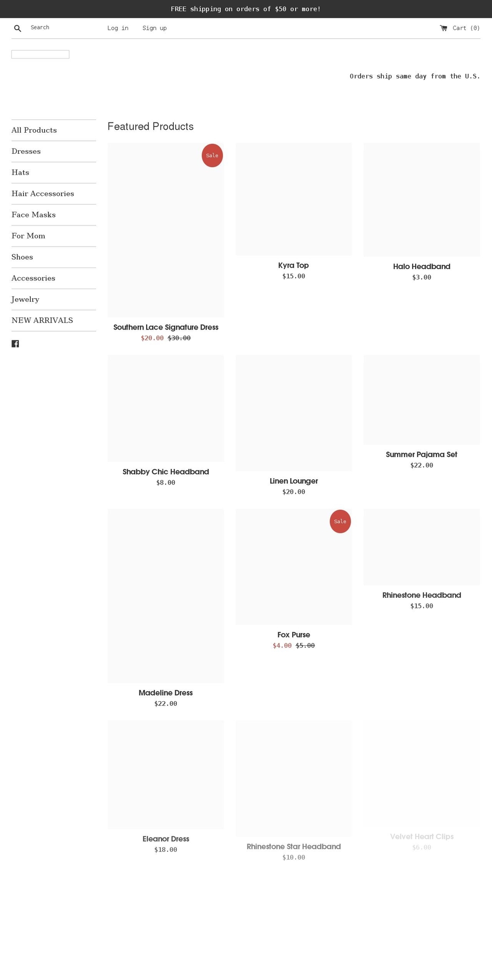 southernlacestore.com shopify website screenshot