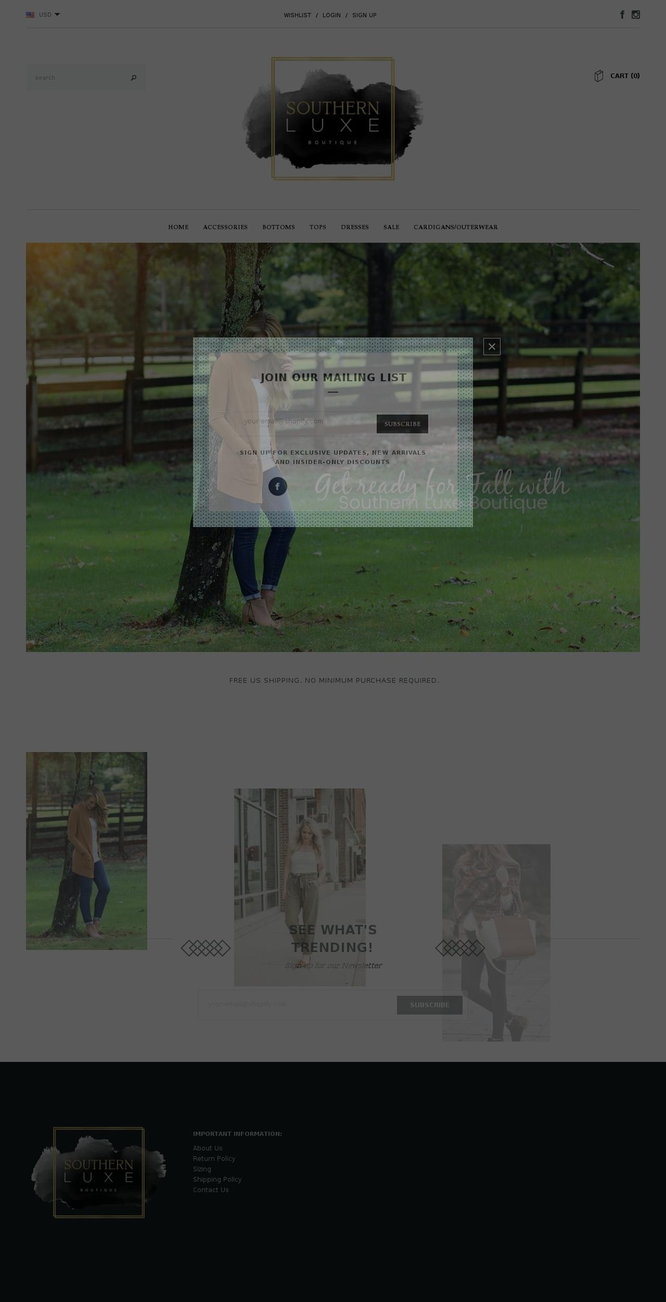 southernluxeboutique.com — Shopify storefront screenshot