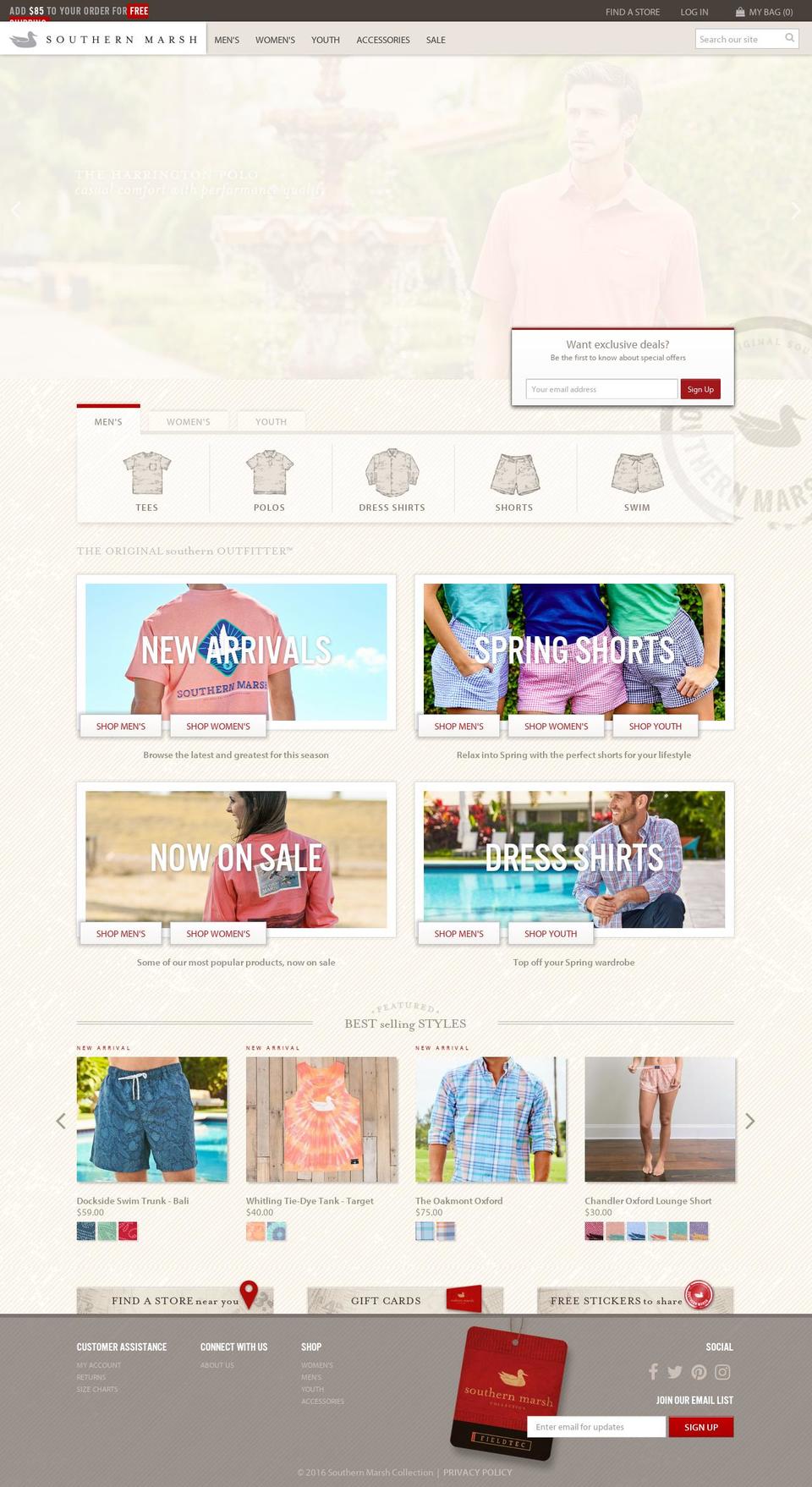 August Shopify theme site example southernmarsh.com