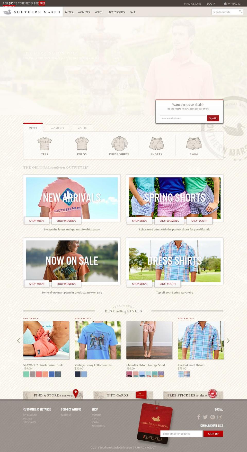 southernmarshshirts.com shopify website screenshot