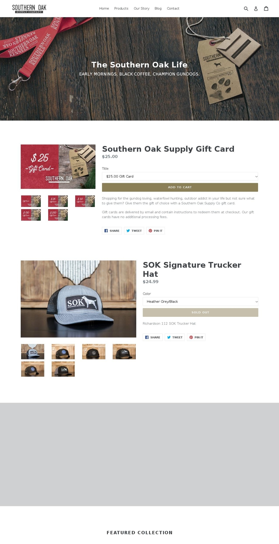 southernoaksupply.com — Shopify storefront screenshot