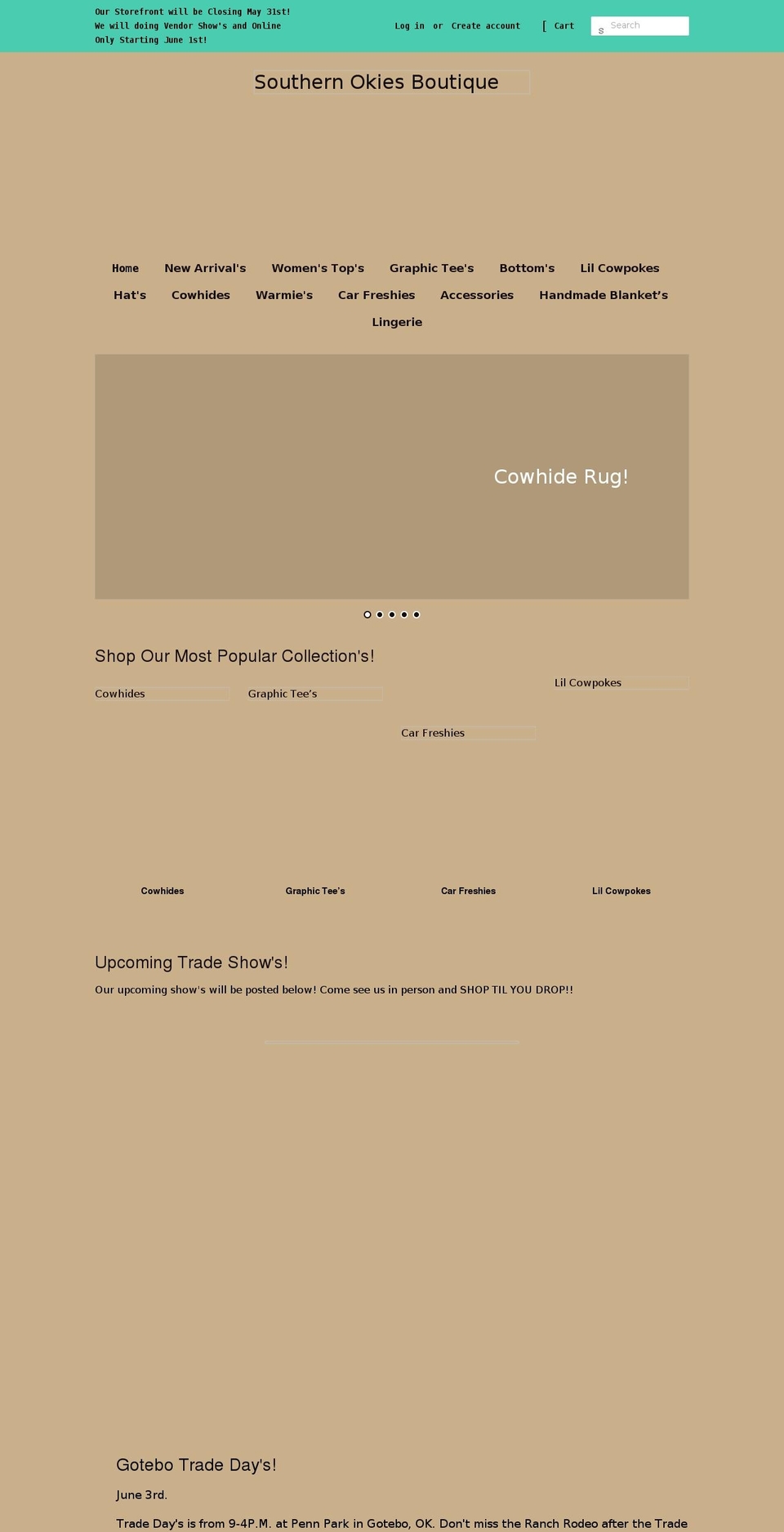 southernokiesboutique.com — Shopify storefront screenshot