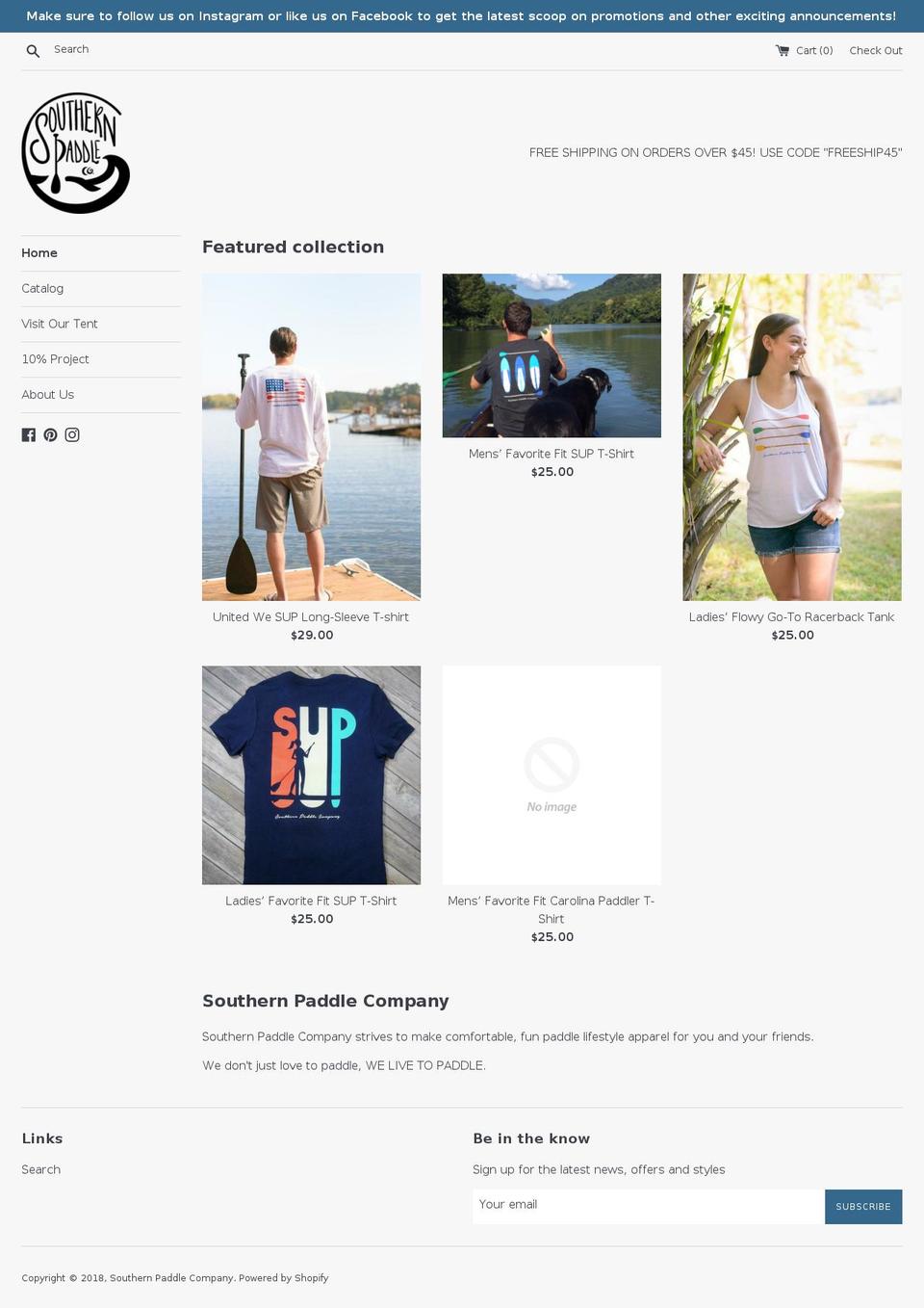 southernpaddlecompany.com shopify website screenshot