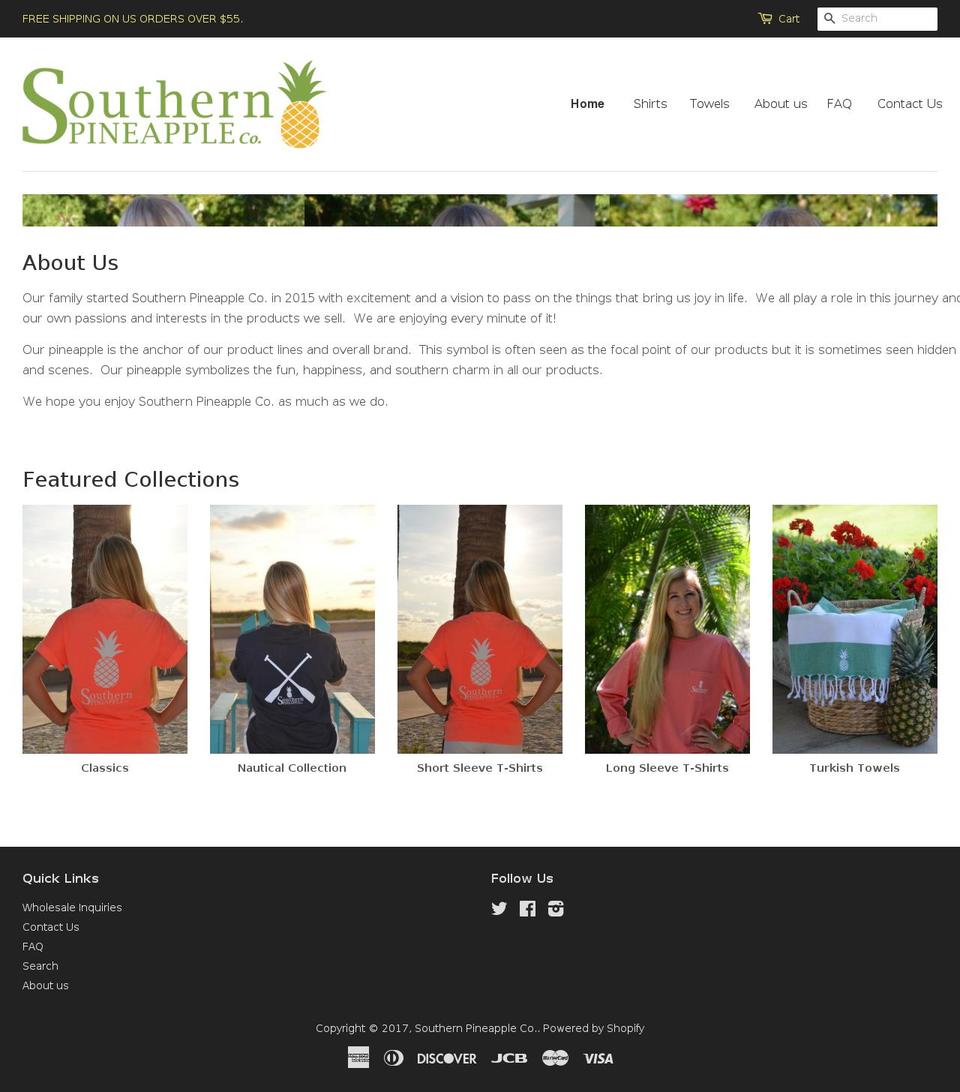 southernpineapplecompany.com shopify website screenshot
