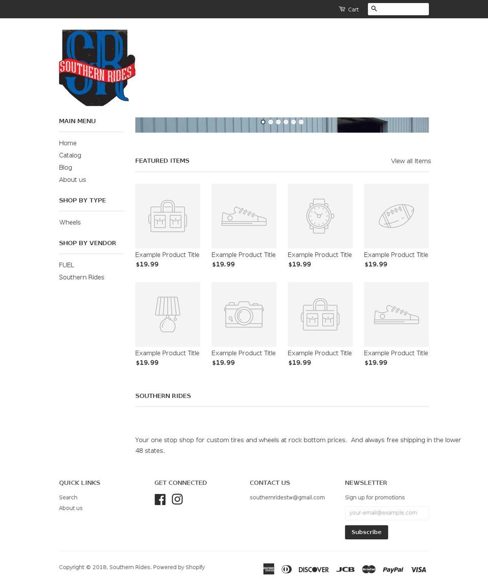 southernridesonline.com shopify website screenshot