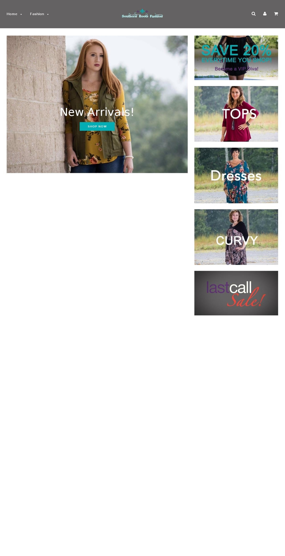 southernrootsfashions.com — Shopify storefront screenshot