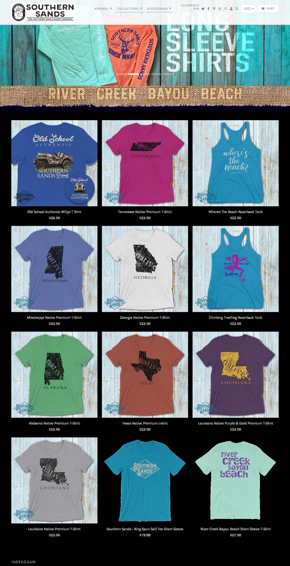 southernsandanddunes.com shopify website screenshot