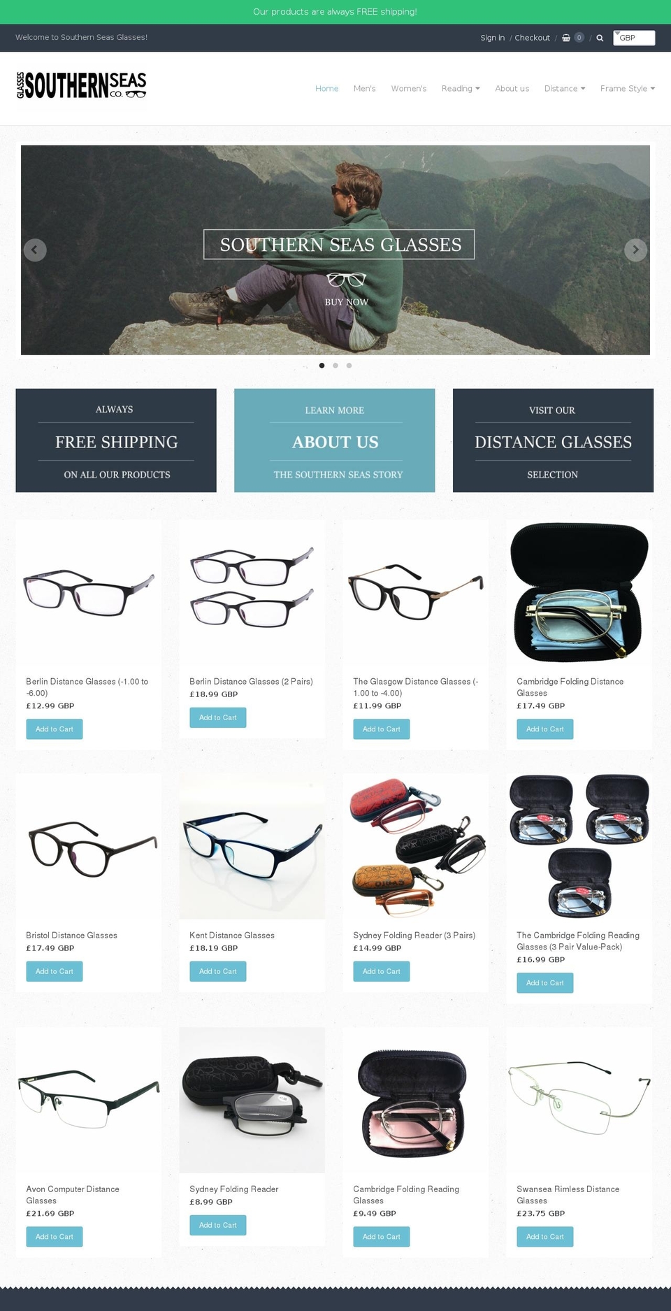 southernseasglasses.co.uk shopify website screenshot
