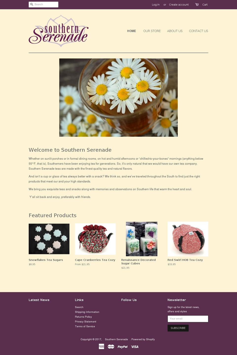 southernserenade.com shopify website screenshot
