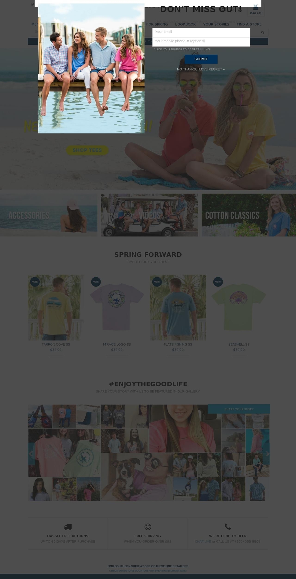 Launch Shopify theme site example southernshirt.com