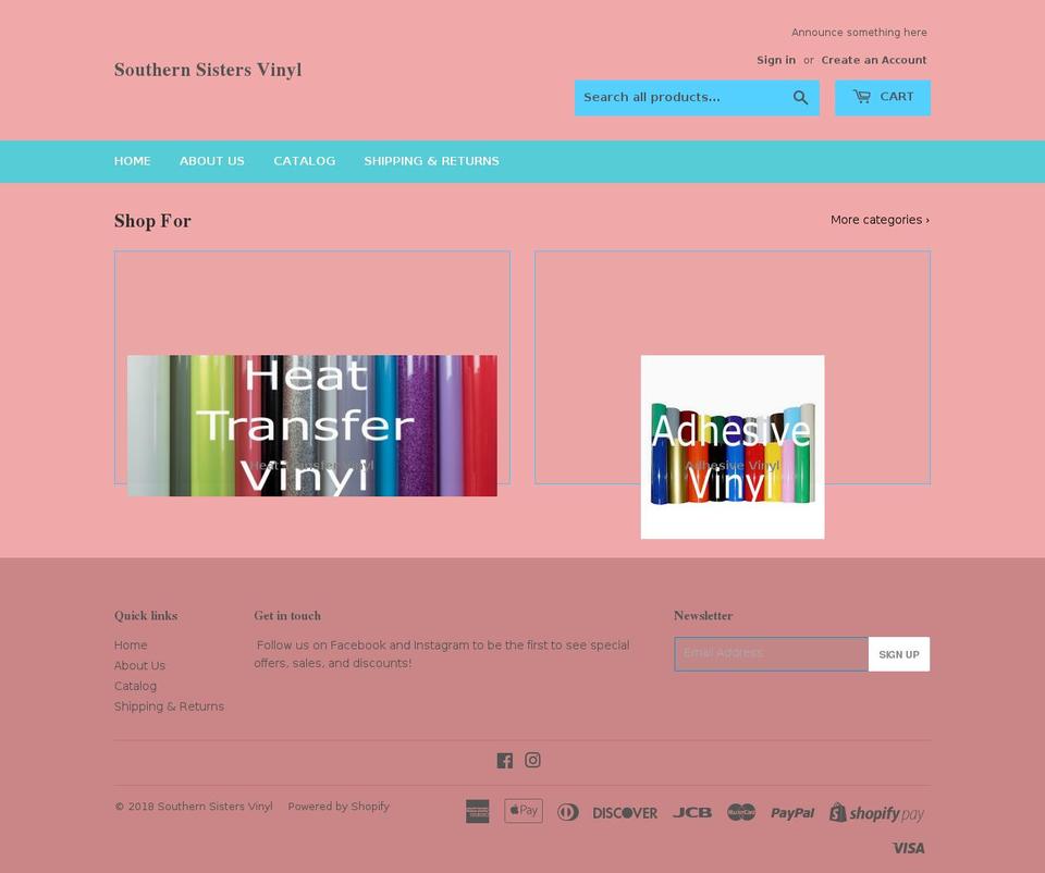 southernsistersvinyl.com shopify website screenshot