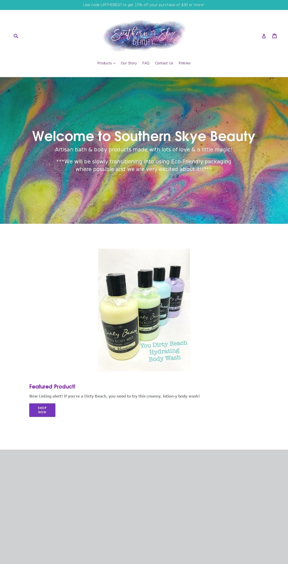 southernskyebeauty.com shopify website screenshot