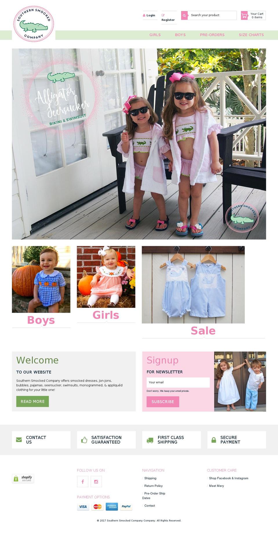June  Theme Shopify theme site example southernsmockedcompany.com