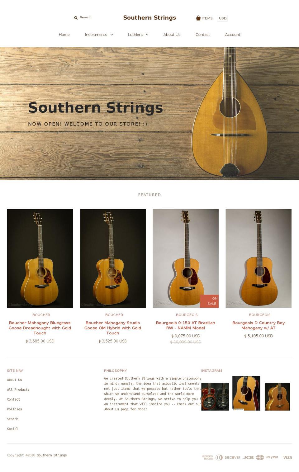 Main Theme Shopify theme site example southernstring.biz