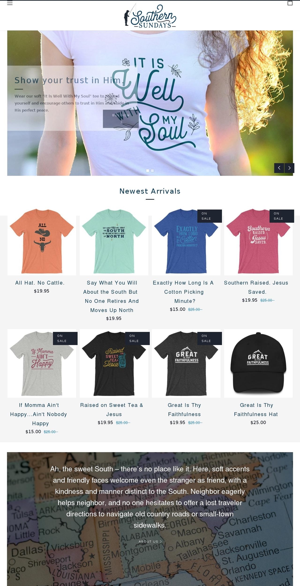southernsundays.com — Shopify storefront screenshot