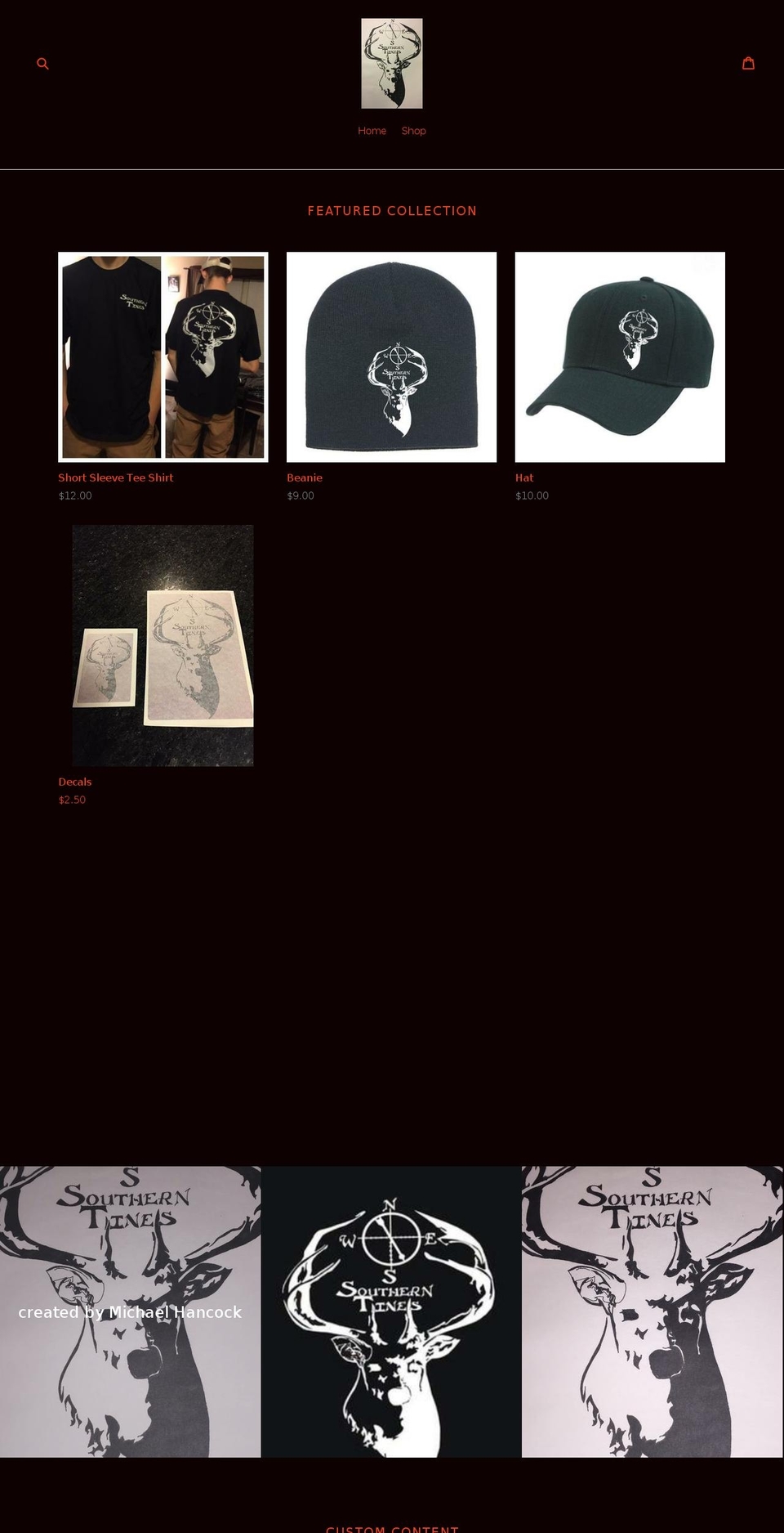 southerntines.com shopify website screenshot