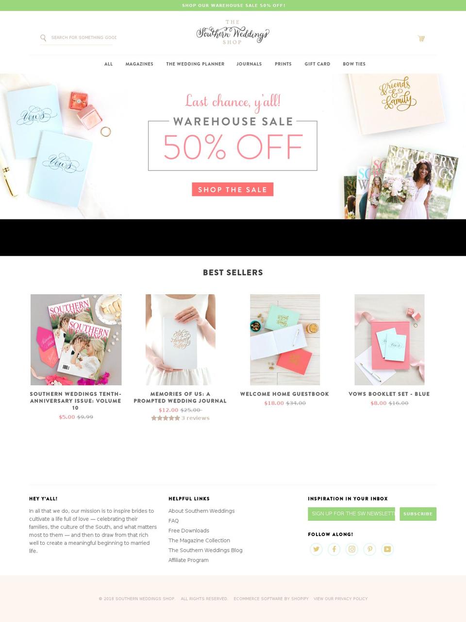 southernweddingsshop.com — Shopify storefront screenshot