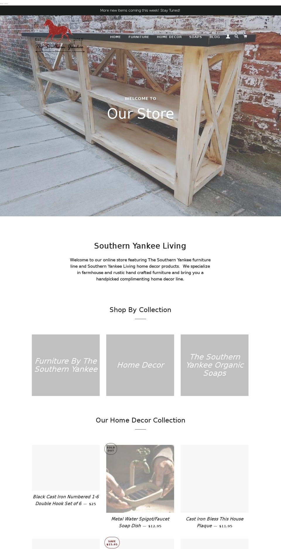 southernyankeeliving.com shopify website screenshot