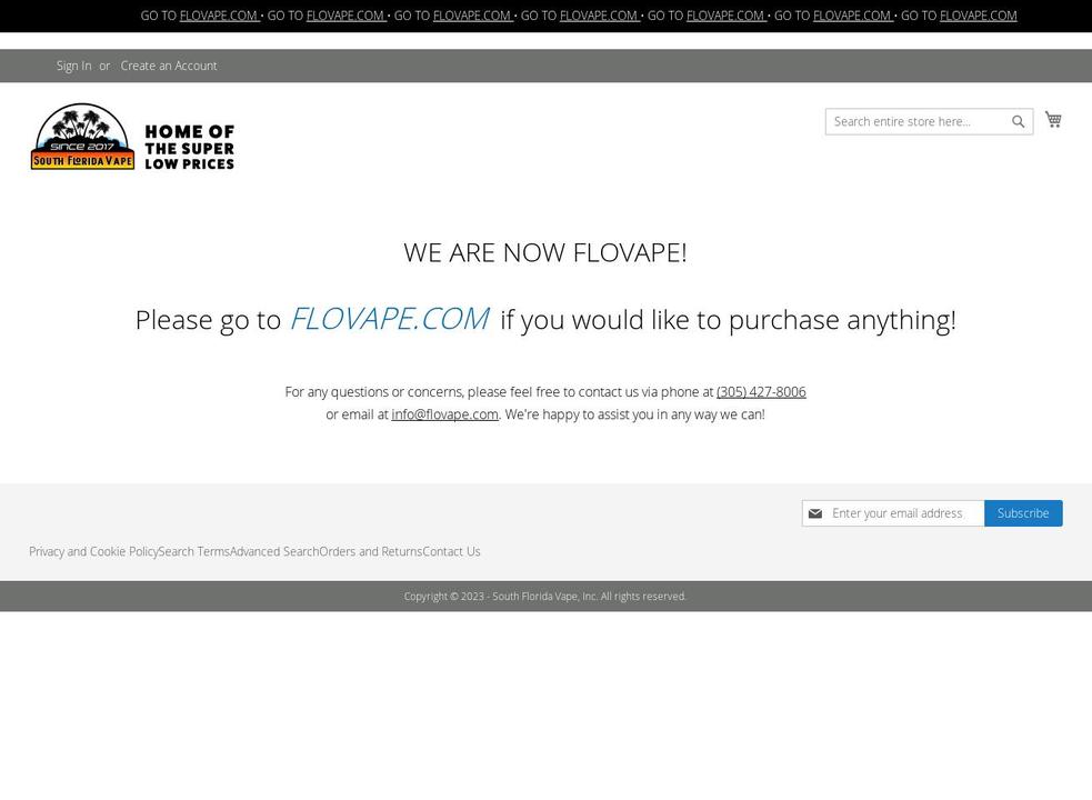 southfloridavape.com shopify website screenshot