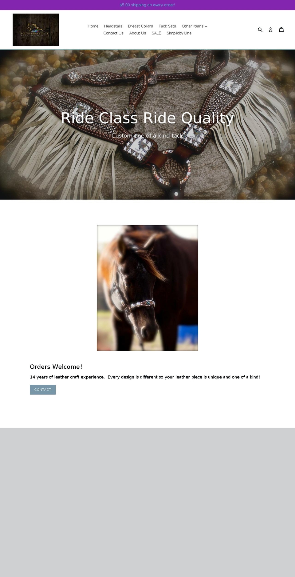 southgrovecustomtack.com — Shopify storefront screenshot