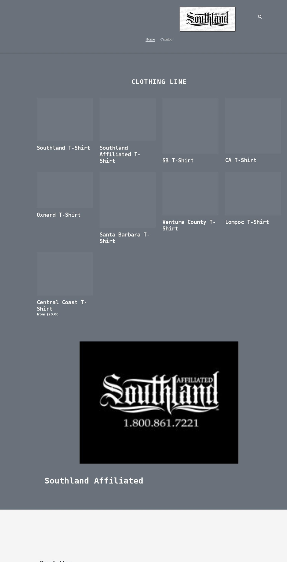 southlandaffiliated.com shopify website screenshot