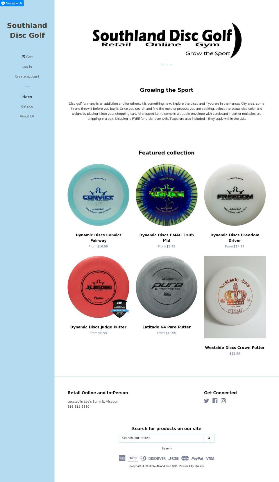 southlanddiscs.com — Shopify storefront screenshot