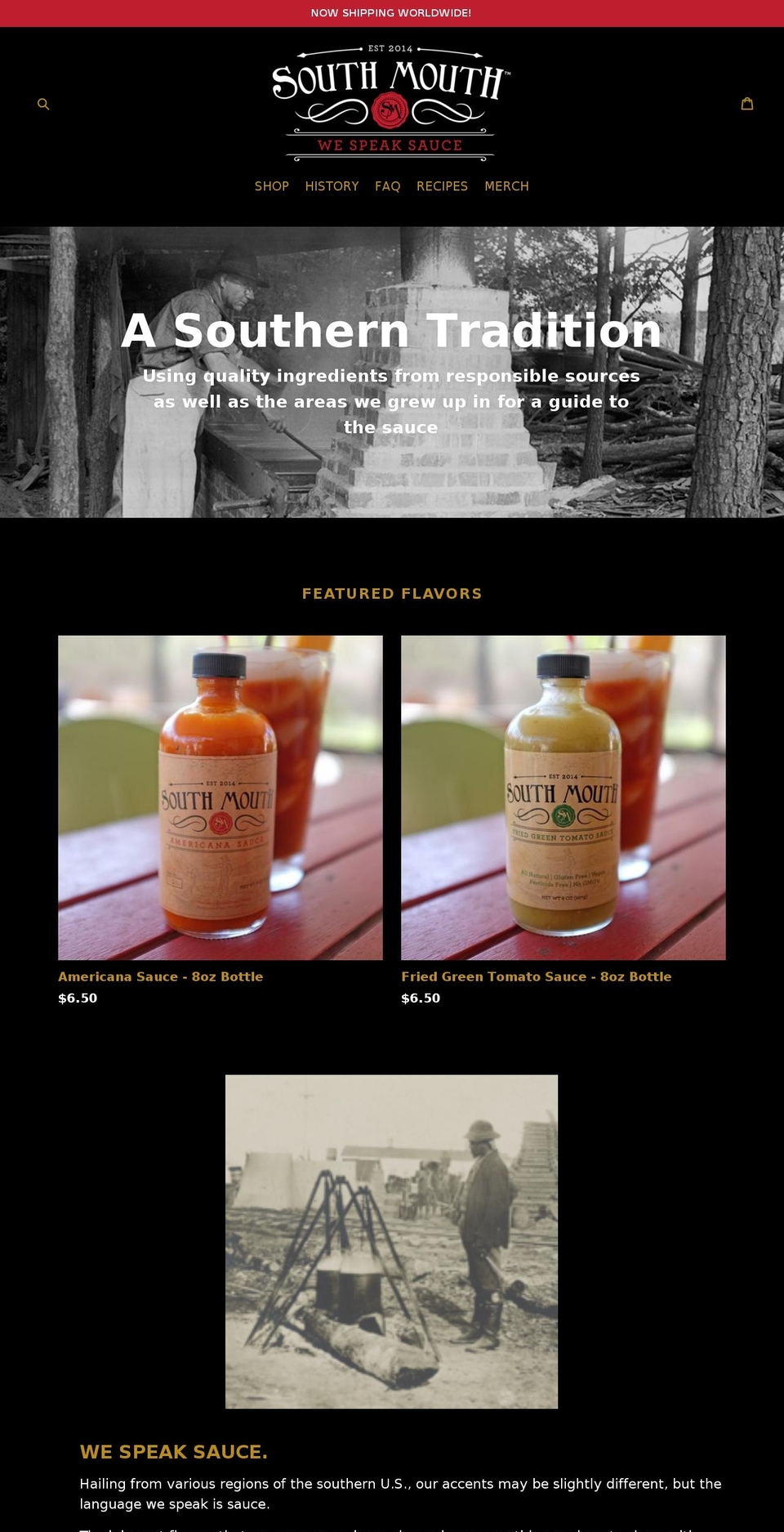 southmouthsauce.com — Shopify storefront screenshot