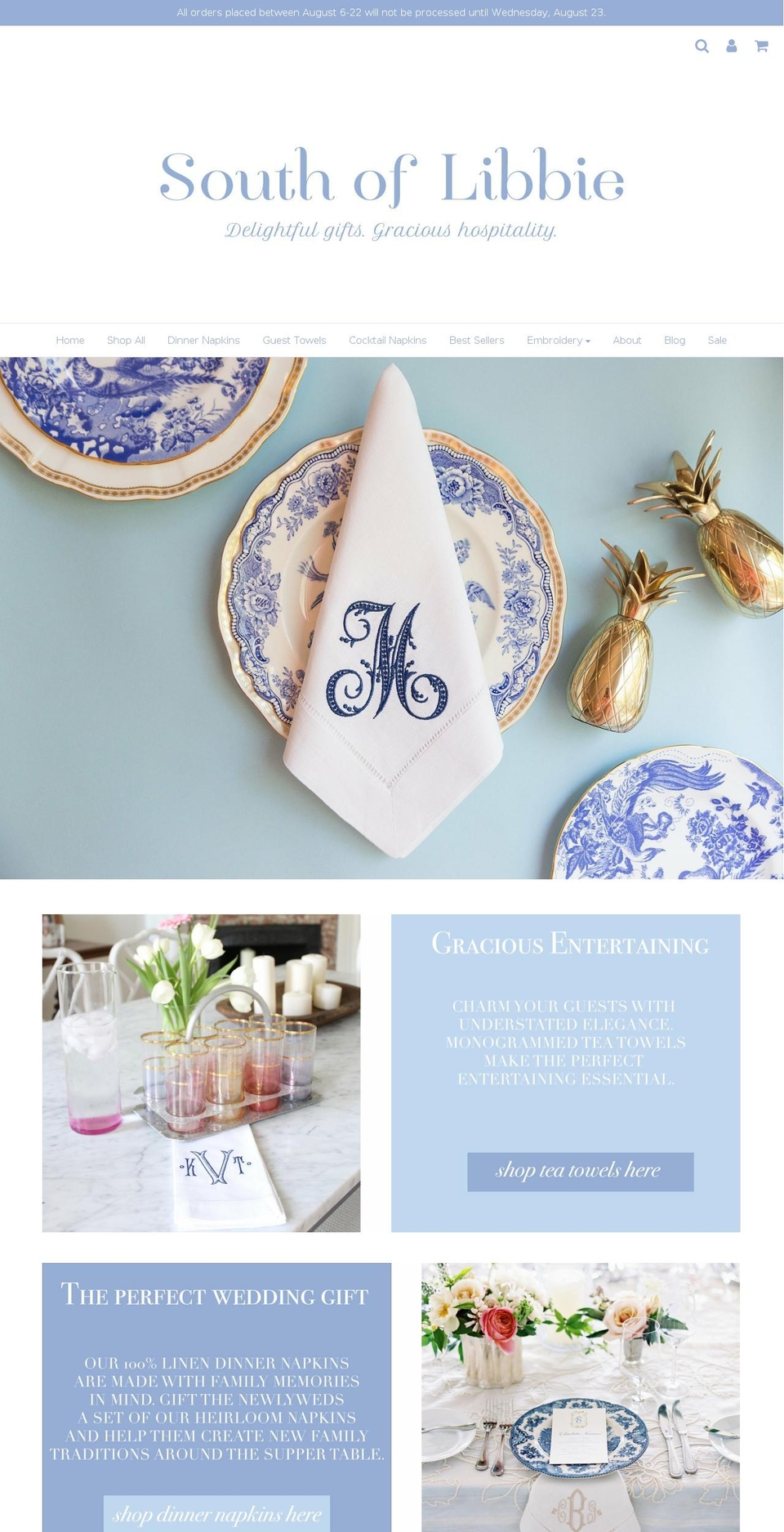 southoflibbie.com shopify website screenshot