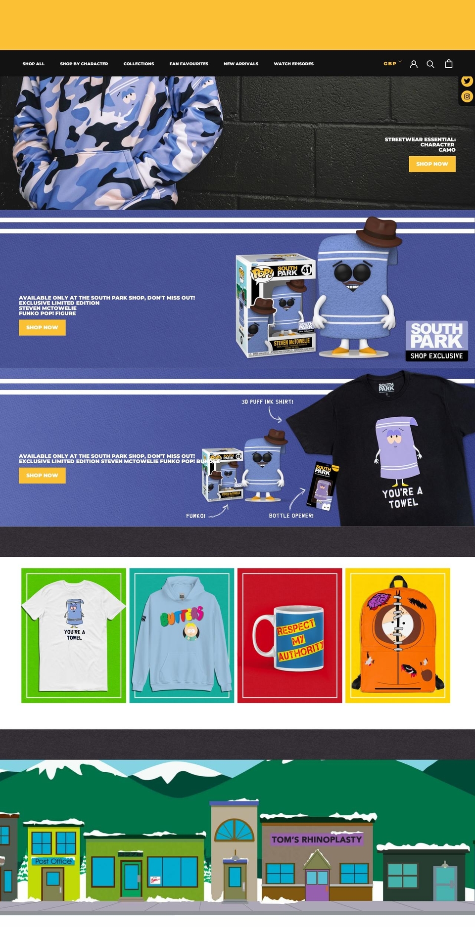southparkshop.co.uk shopify website screenshot