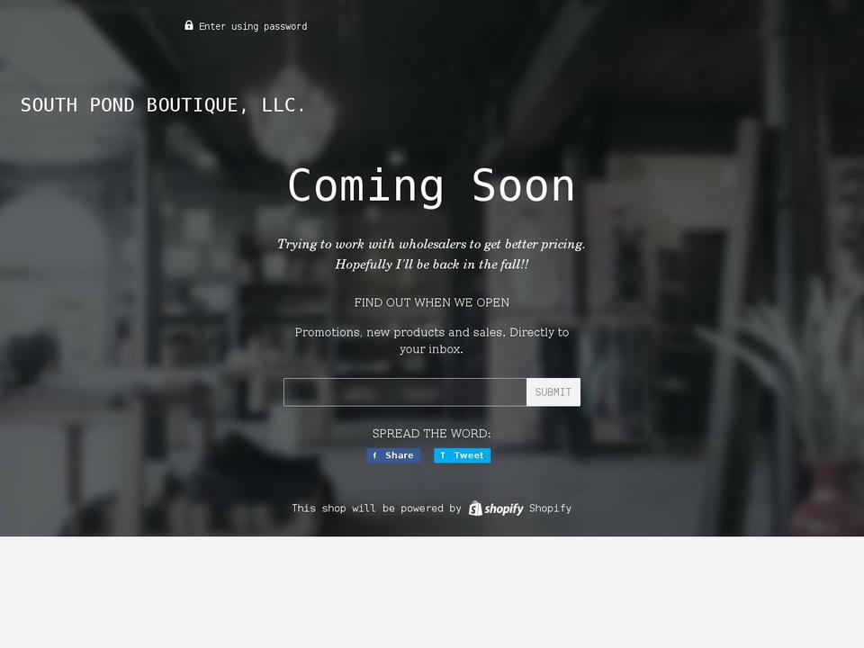 southpondboutique.com shopify website screenshot