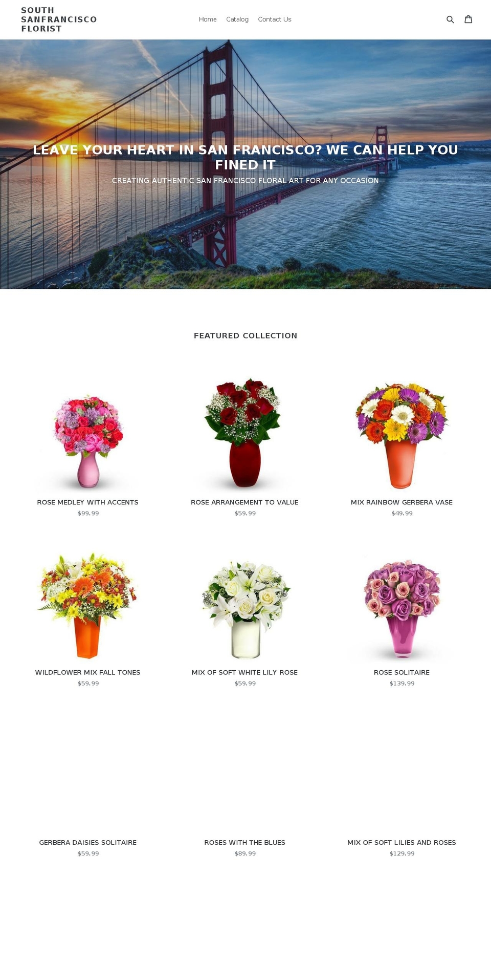 southsanfranciscoflorist.com shopify website screenshot