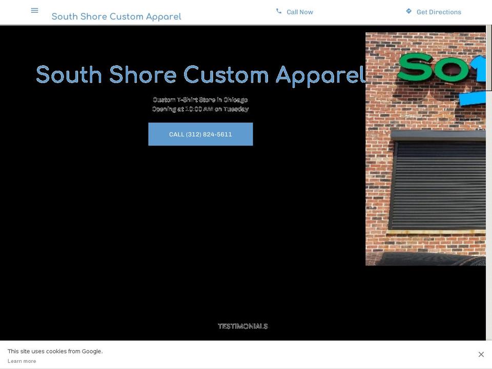 southshorecustomapparel.com — Shopify storefront screenshot