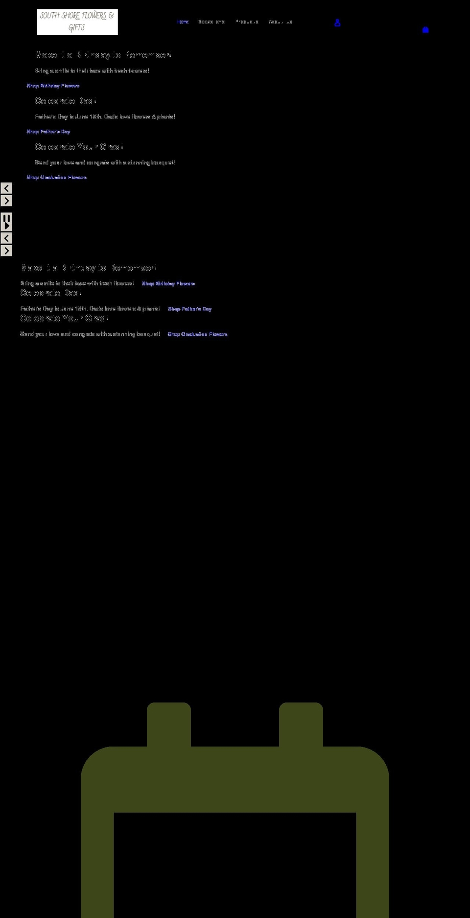 southshoreflowersca.com shopify website screenshot