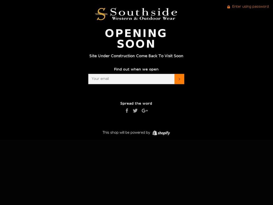 southsidewesternwear.com shopify website screenshot