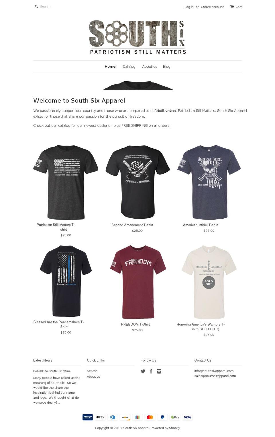 southsixapparel.com — Shopify storefront screenshot