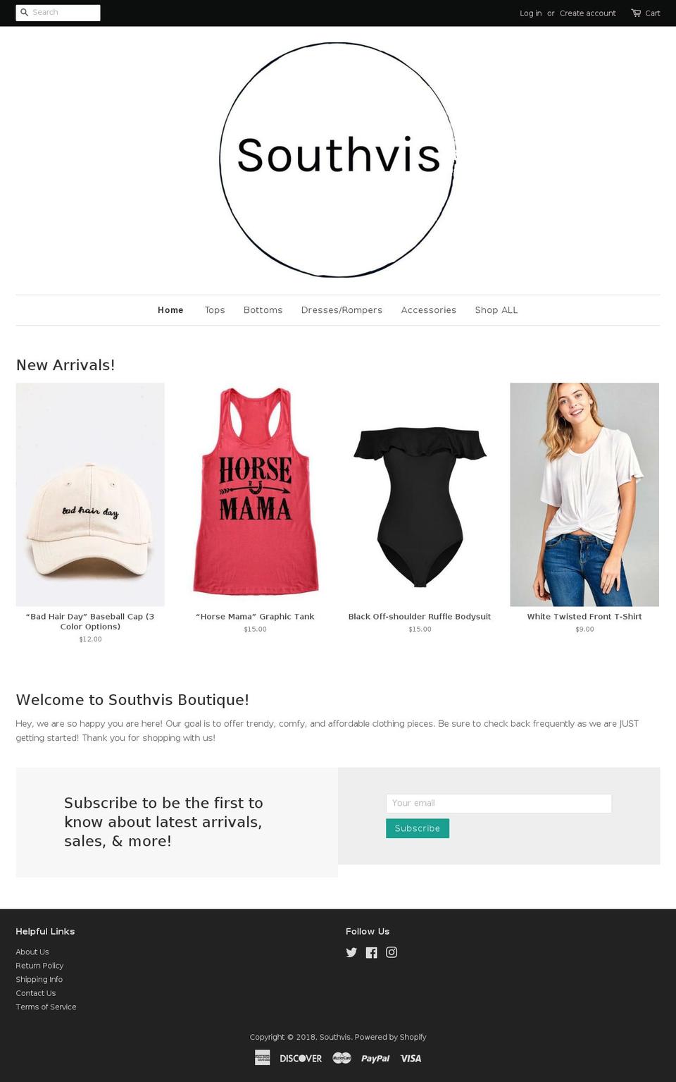 southvis.com — Shopify storefront screenshot