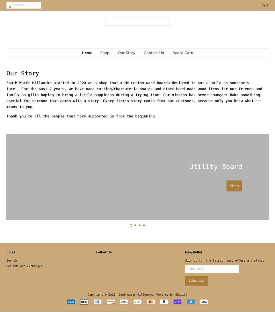 southwatermillworks.com shopify website screenshot