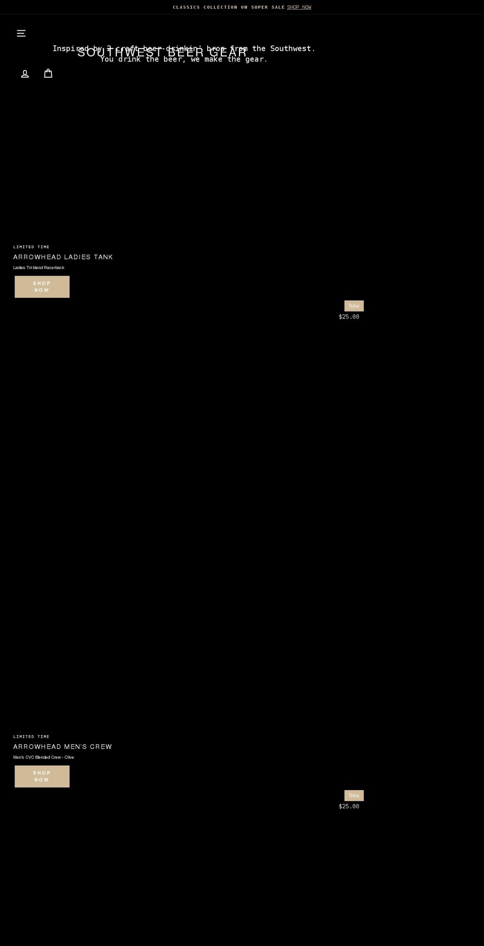 southwestbeergear.com shopify website screenshot