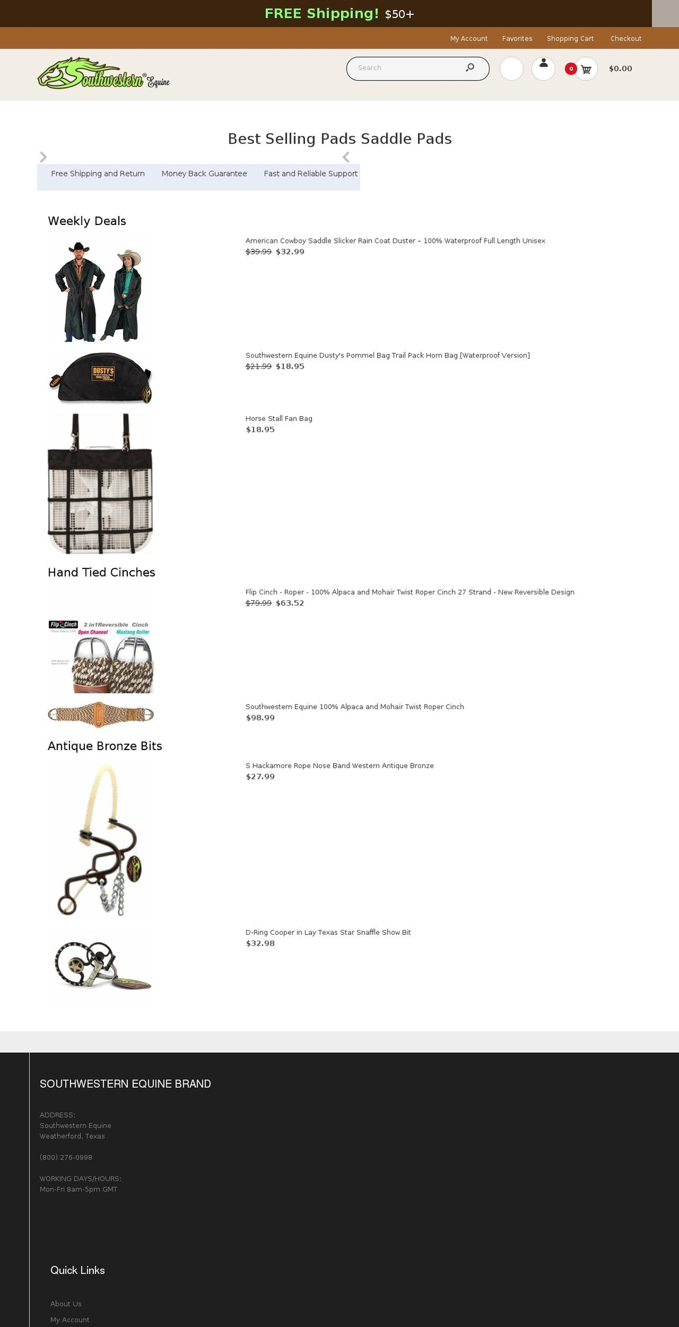 southwesternequine.com shopify website screenshot