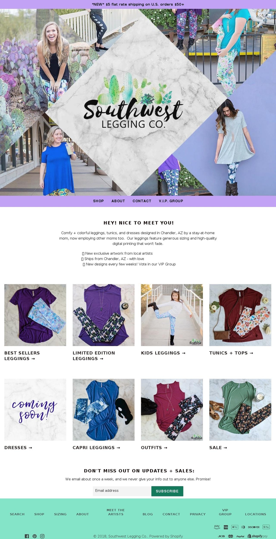 southwestleggingcompany.com — Shopify storefront screenshot