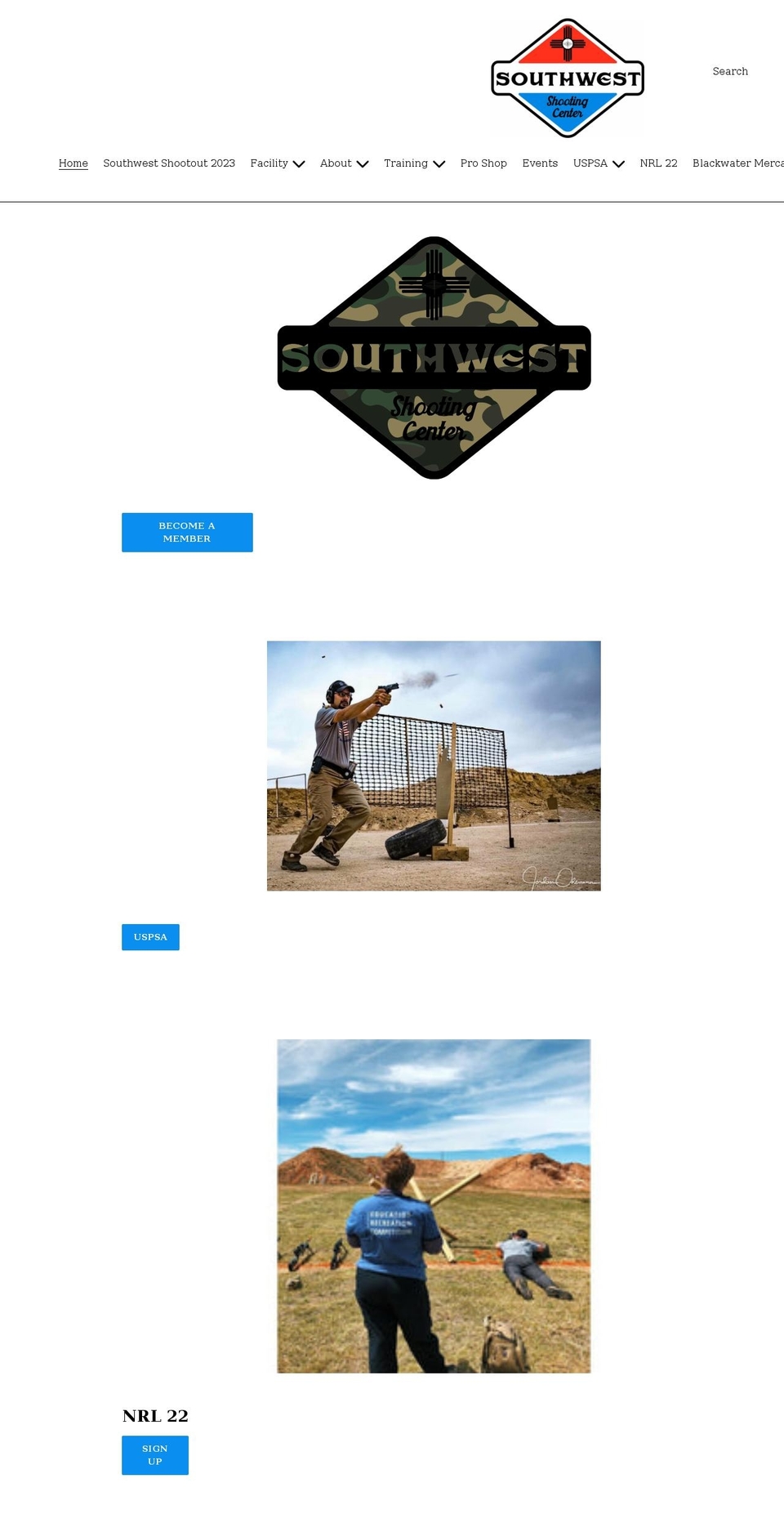 southwestshootingcenter.com shopify website screenshot