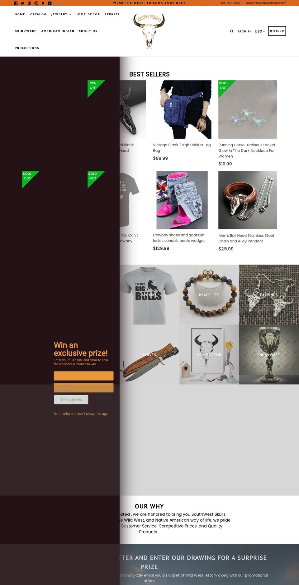 southwestskulls.com shopify website screenshot