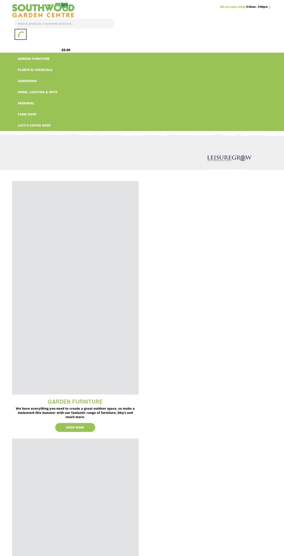 southwoodgardencentre.co.uk shopify website screenshot